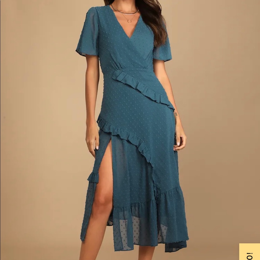Lulu’s Next to you Swiss dot ruffle dress